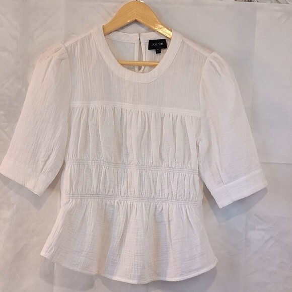 JOE'S JEANS OPTIC WHITE SHIRA COTTON TOP PUCKERED IN SIZE M NWOT - Picture 5 of 13